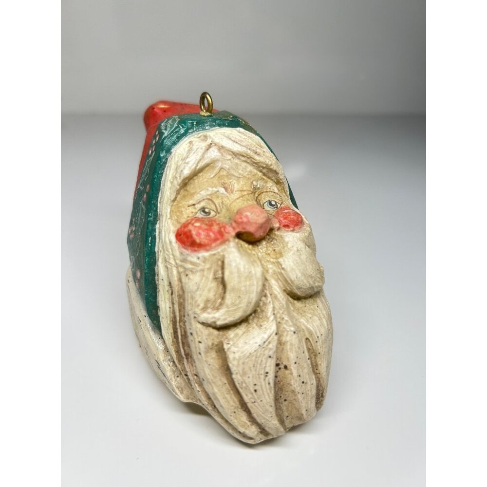 Carved wood Santa Claus ornament by House of Hatten 1988 Folk Art - Picture 2 of 11